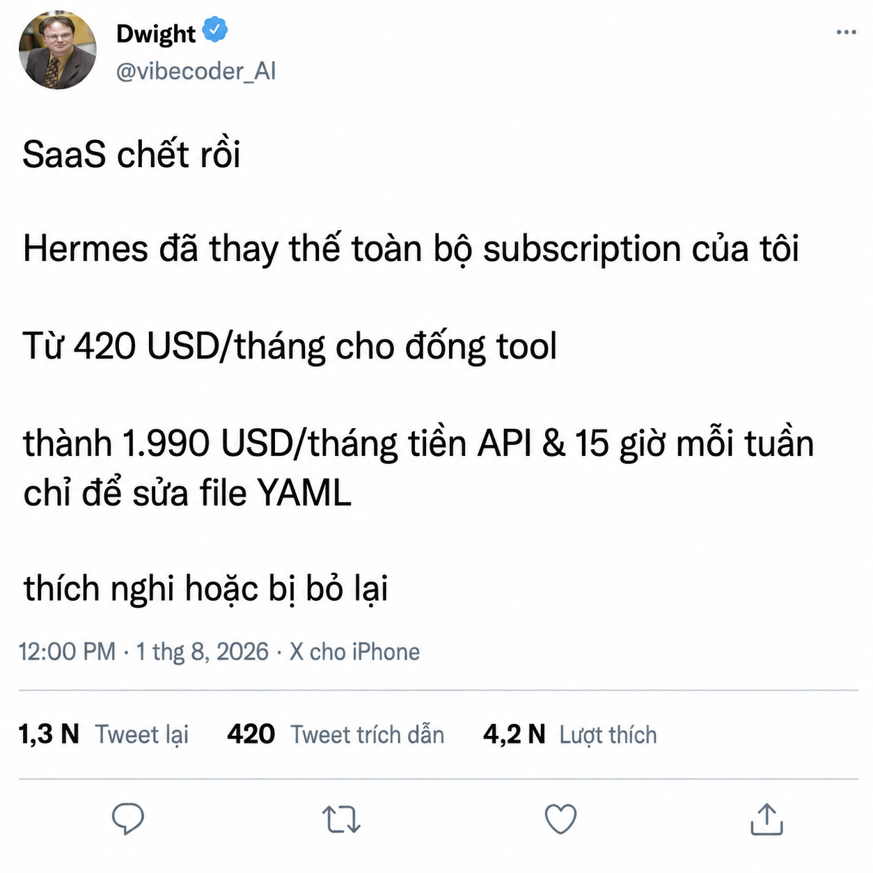 Hermes làm thay đổi cách dùng SaaS đắt và phức tạp