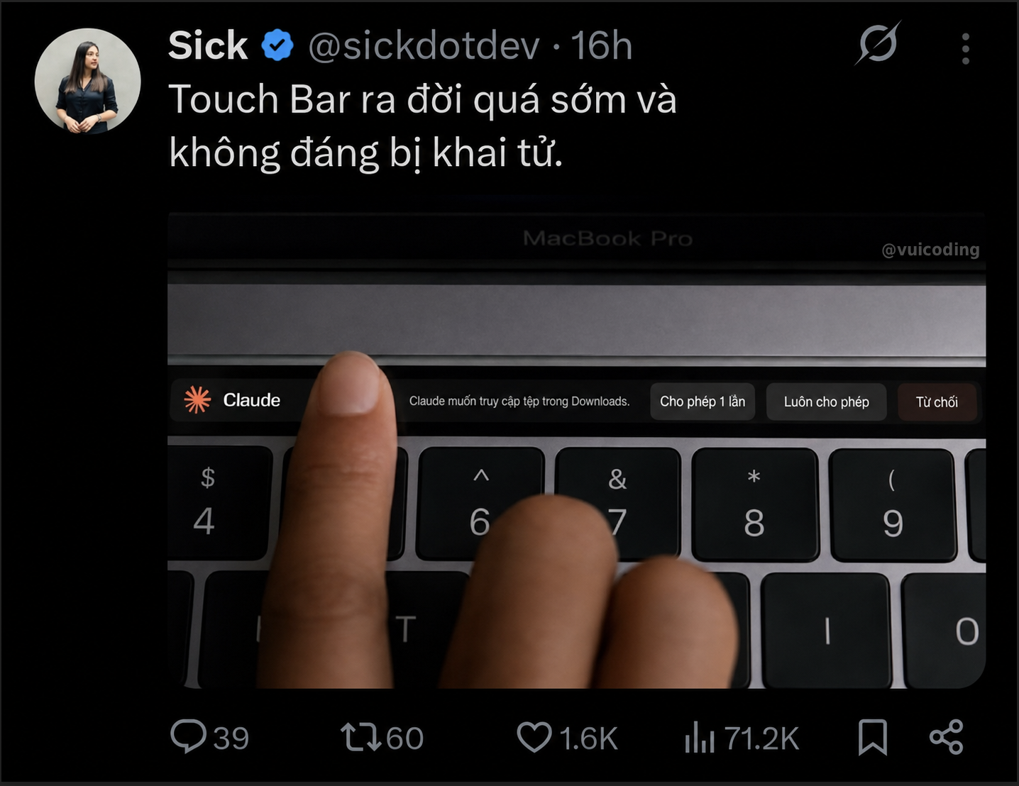 Touch bar ra đời quá sớm và không đáng để bị khai tử